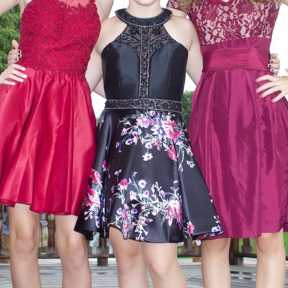 pink floral homecoming dress